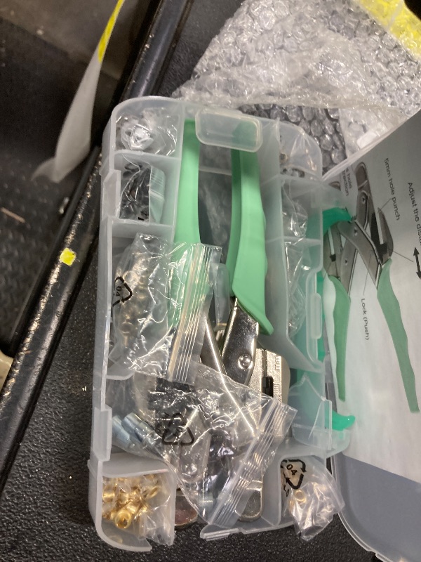 Photo 1 of ***CASE IS DAMAGED***3/16 & 1/8 Grommet Tool Kit and Eyelet Hole Punch Plier, Grommet Eyelet Pliers Tool Set with 160 Pcs Metal Grommets Eyelets and Case for Leather Bags Clothes Belt Cards and Crafts***CASE IS DAMAGED***