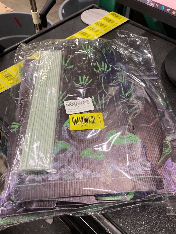 Photo 1 of 11 Pcs Halloween Tombstones Decorations Yard Signs with Takes Fluorescence Warning Signs Props Outdoor Decor, Halloween Gravestones Theme Garden Signs for Haunted House Outside Garden Lawn Yard