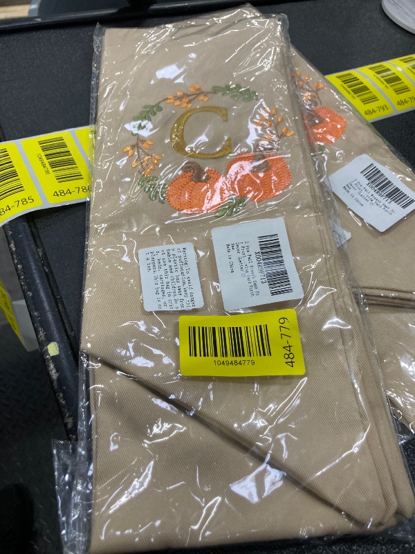 Photo 1 of 2 Pcs Fall Wreath Sash for Front Door Embroidery Monogram Pumpkin Ribbon Sash for Fall Thansgiving Yard Porch Decor (Letter C)