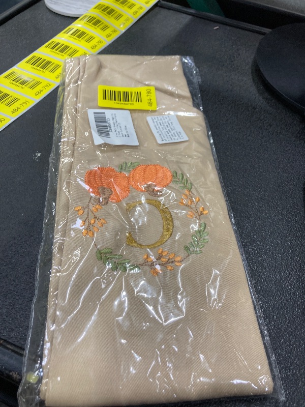 Photo 1 of 2 Pcs Fall Wreath Sash for Front Door Embroidery Monogram Pumpkin Ribbon Sash for Fall Thansgiving Yard Porch Decor (Letter C)