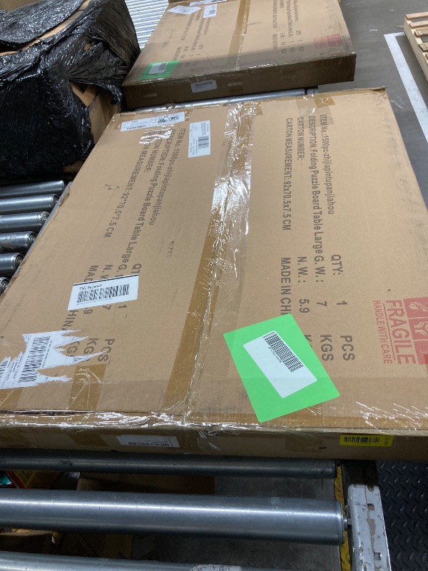 Photo 1 of 1500 Piece Puzzle Table with Folding Legs and 4 Sliding Drawers,34" x 26" Wooden Jigsaw Puzzle Board with Protective Coverfor Adults