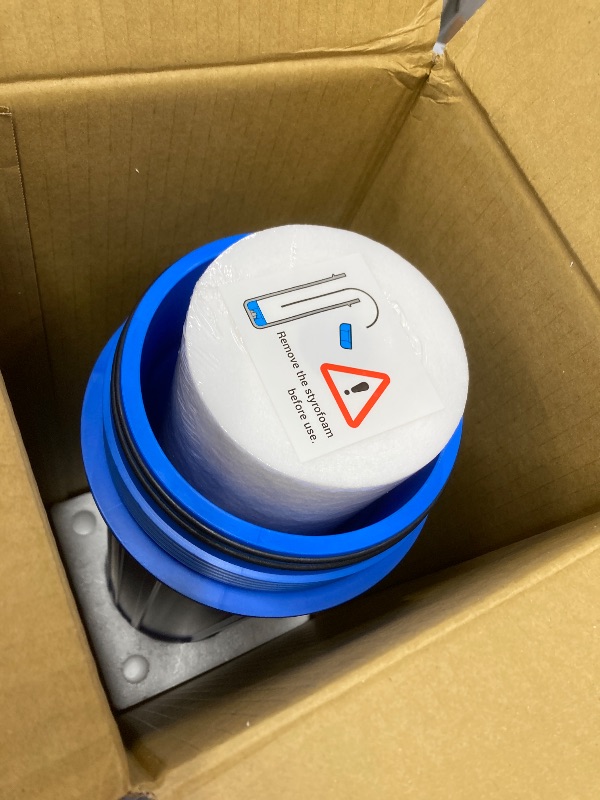 Photo 1 of **INLET THREADS DAMAGED**


iSpring Whole House Water Filter System, Reduces Iron, Manganese, Chlorine, Sediment, Taste, and Odor, 3-Stage Iron Filter Whole House, Model: WGB32BM