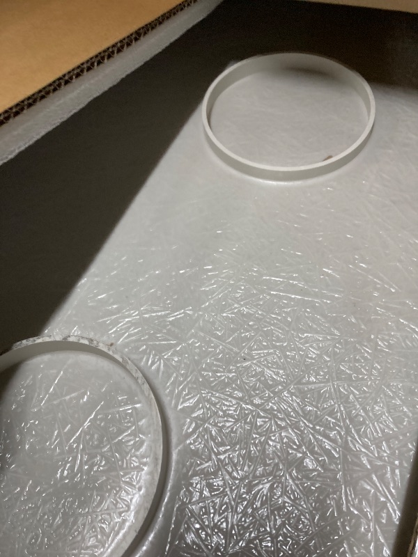 Photo 1 of ***CRACK ON ONE CORNER-SEE PICS***DreamLine SlimLine 32 in. D x 54 in. W x 2 3/4 in. H Center Drain Single Threshold Shower Base in White, DLT-1132540