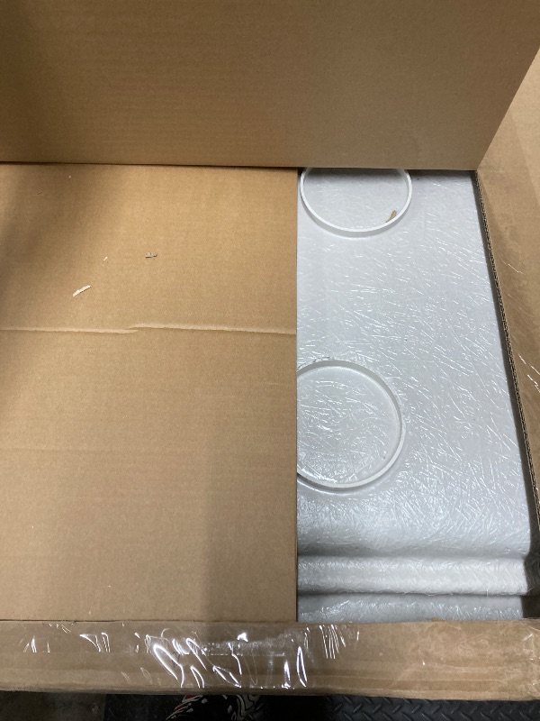 Photo 1 of ***CRACK ON ONE CORNER-SEE PICS***DreamLine SlimLine 32 in. D x 54 in. W x 2 3/4 in. H Center Drain Single Threshold Shower Base in White, DLT-1132540