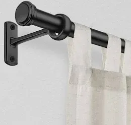 Photo 1 of 1" Rust-Resistant Curtain Rod,Black Curtain Rods for Windows 48" to 86", End Indoor/Outdoor Single Curtain Rod
