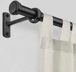 Photo 1 of 1" Rust-Resistant Curtain Rod,Black Curtain Rods for Windows 28" to 48", End Indoor/Outdoor Single Curtain Rod