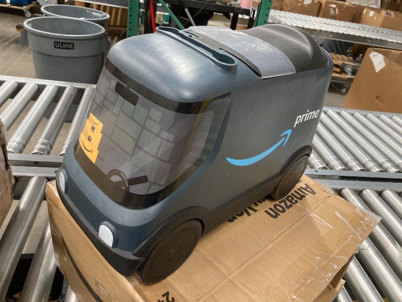 Photo 1 of ***HANDLE IS MISSING***Amazon Delivery Van Ride On Toy for Kids, Blue Toddler Ride on Toy for Ages 2+, Amazon Exclusive   Recommended for ages 2+, maximum weight capacity 50 lbs. Product dimensions: 17.5” Long x 7.45” Wide x 13.35” Tall.***HANDLE IS MISSI