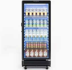 Photo 1 of Simzlife Commercial&Residential Merchandiser Refrigerator, Outdoor Beverage Refrigerator with Double-Tempered Glass Door, Beverage Cooler for Bar, Office, Restaurant