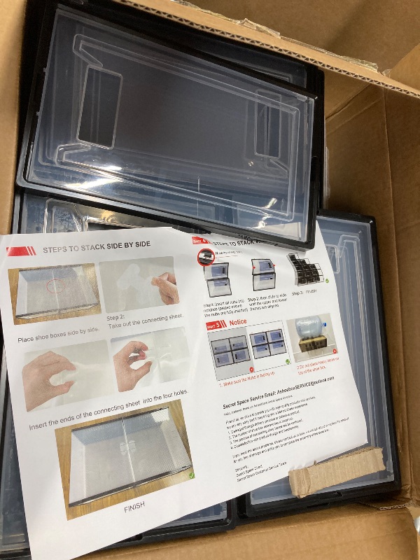 Photo 1 of 12 Pack XX Large Shoe Organizer Storage Boxes for Closet, Modular Space Saving Shoe Boxes Clear Plastic Stackable Sneaker Containers Display Case with Lids, Black