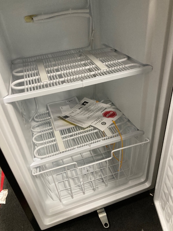 Photo 1 of ***PARTS -SELLING AS IS *** Midea MRU03M2ABB Upright Freezer, 3.0 Cubic Feet Mini Freezer, For Kitchen Apartment Office Basement or Dormitory, Black  ***(SOME SCUFFS/SCRATCHES, NOT IN BOX/NO PACKAGING) ***