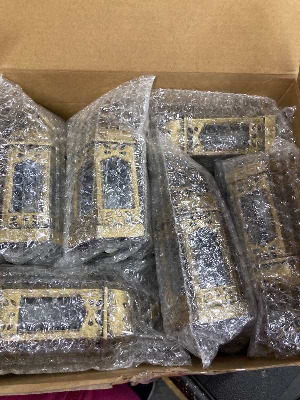 Photo 1 of 12 Pieces Mini Lanterns with Flickering LED Candle, Batteries Included, Decorative Hanging Candle Lantern for Indoor Use, Wedding, Party, Table Centerpiece (Gold, )