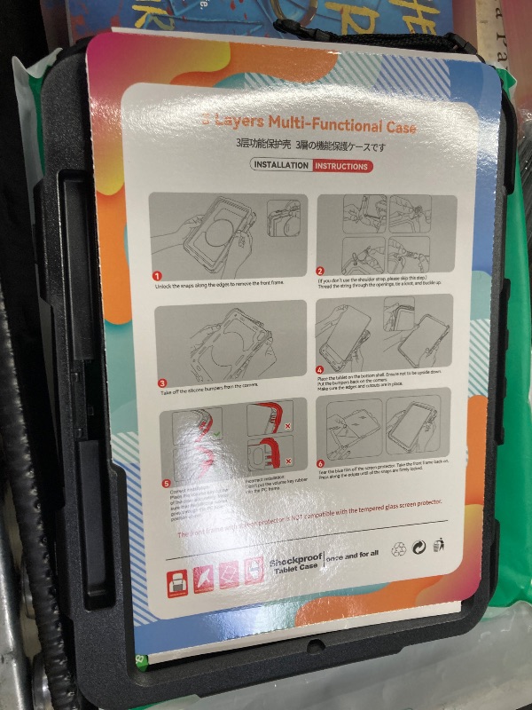 Photo 1 of **STRAP IS MISSING***SEYMAC for iPad Pro 11 Inch Case M5 2025 / M4 2024, Heavy Duty Shockproof Protective Case with Screen Protector, 360° Rotating Stand, Hand/Shoulder Strap and Pen Holder, Black**STRAP IS MISSING***