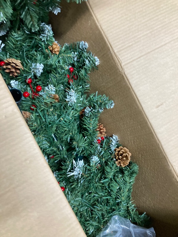 Photo 1 of *Decor on tree squished*  JUSTLET 6FT Pre-Lit Berry Christmas Tree with 300 Warm White LEDs, Snowflake & Pine Cone Decor, Easy Assembly Metal Hinges for Holiday Decorations
