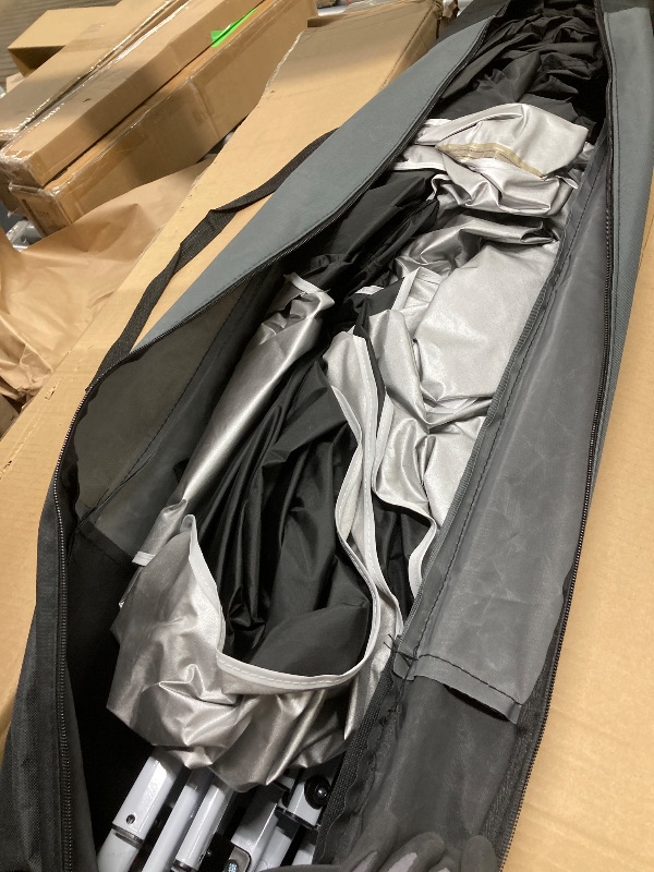 Photo 1 of *Pole dented/Paint peeling* SANOPY 10' x 10' Pop up Canopy Party Tent with 4 Removable Sidewalls, Wave Eave Outdoor Waterproof Patio Gazebo Tent with Carry Bag, Backyards Camping Picnics, Black