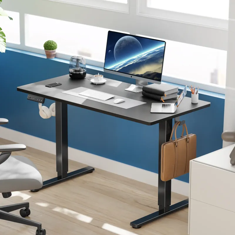 Photo 1 of *Chipped edges for desk top pieces* edx Electric Standing Desk, Height Adjustable Desk, 55 x 24 Inches Ergonomic Stand up Desk with Memory Preset and T-Shaped Metal Bracket for Home Office
