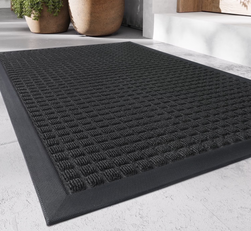 Photo 1 of *Used/Dirty* SIXHOME Outdoor Mat Non Slip Doormat 17"x30" Front Door Mat Outside Absorbent Rubber Welcome Mat Low Profile Dirt Trapper Indoor Outdoor Doormat Thicken Checker Entryway Rug Floor Mat Black
