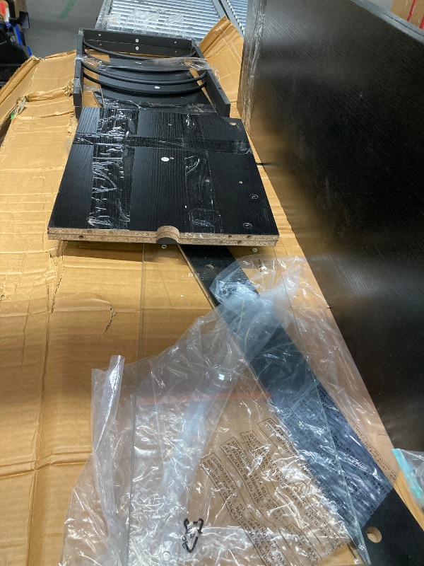 Photo 1 of *Small scratches* Pinmoco Electric Fireplace TV Stand for TVs up to 65", Gaming LED Entertainment Center with Open Storage Shelves for Living Room, Bedroom, Black
