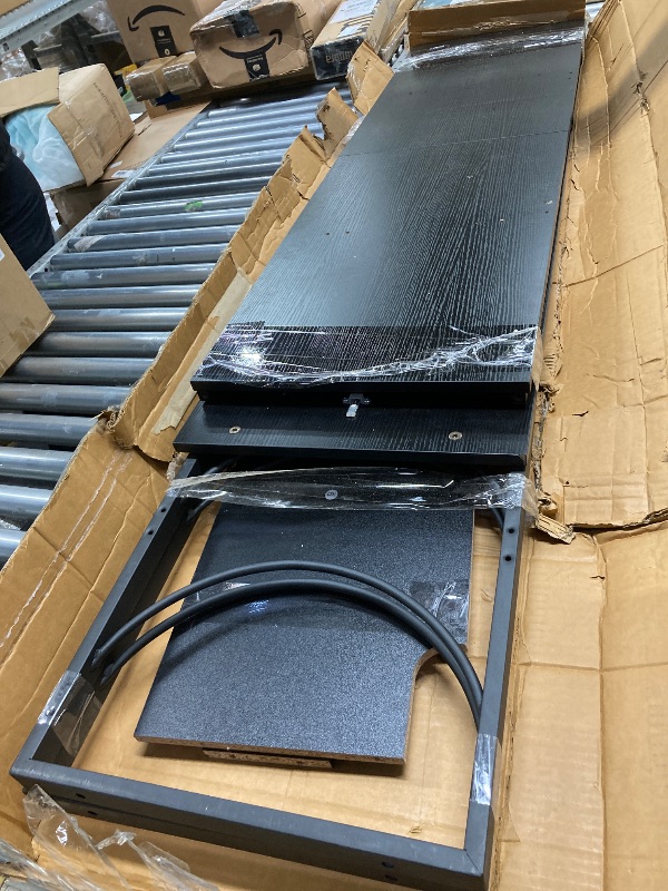 Photo 1 of *Small scratches* Pinmoco Electric Fireplace TV Stand for TVs up to 65", Gaming LED Entertainment Center with Open Storage Shelves for Living Room, Bedroom, Black
