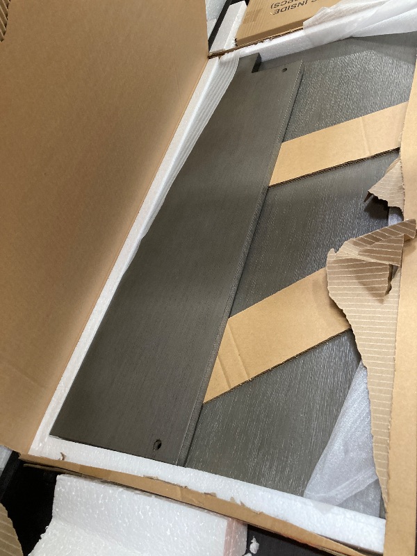 Photo 1 of *Damaged corner to table* Signature Design by Ashley Caitbrook Rustic Counter Height Dining Table with Storage, Dark Gray