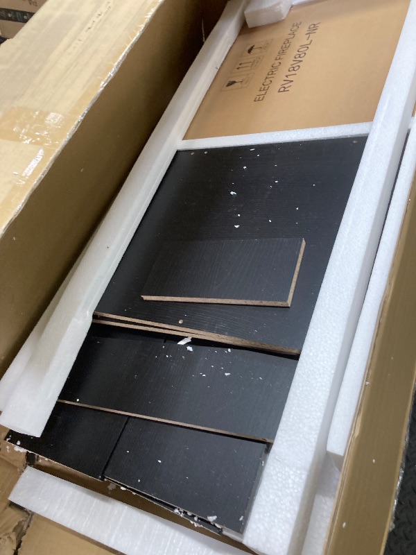 Photo 1 of *PARTS ONLY*/SELLING AS IS* *Pieces broken/Unsure if fireplace works?* Furinno Jensen Corner TV Stand with Fireplace for TV up to 55 Inches, Americano