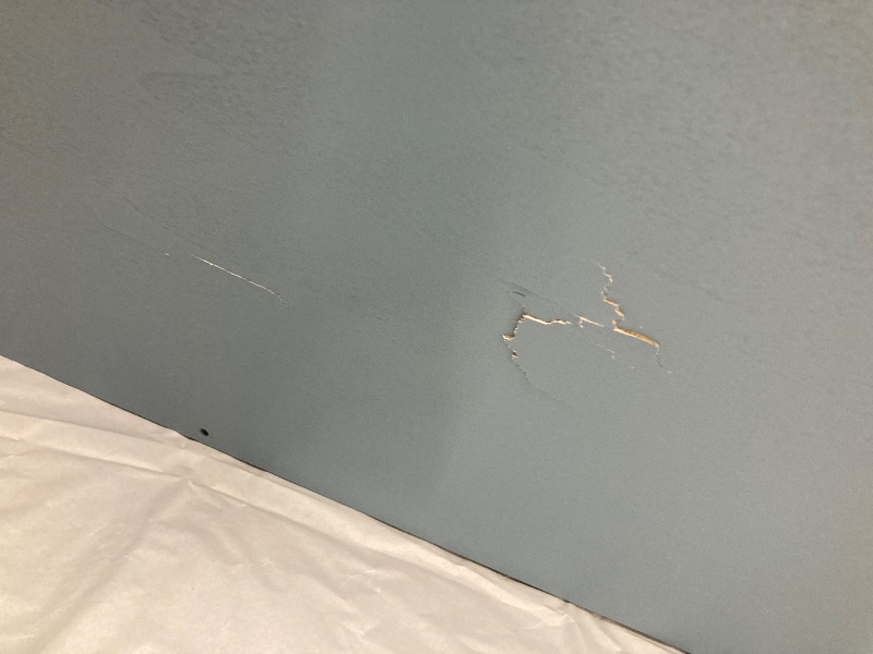 Photo 1 of *Backboard damaged* SIMPLIHOME Amherst Bookcase - 70 inch Tall 5-Shelf Solid Wood Bookshelf in French Blue, Transitional Storage for Living Room, Study Room or Office with Adjustable Shelves and Tapered Legs