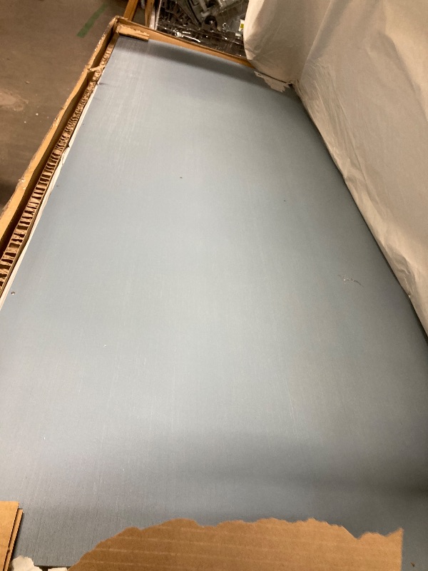 Photo 1 of *Backboard damaged* SIMPLIHOME Amherst Bookcase - 70 inch Tall 5-Shelf Solid Wood Bookshelf in French Blue, Transitional Storage for Living Room, Study Room or Office with Adjustable Shelves and Tapered Legs