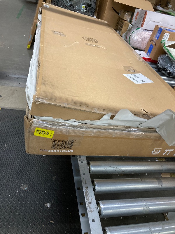 Photo 1 of *Backboard damaged* SIMPLIHOME Amherst Bookcase - 70 inch Tall 5-Shelf Solid Wood Bookshelf in French Blue, Transitional Storage for Living Room, Study Room or Office with Adjustable Shelves and Tapered Legs