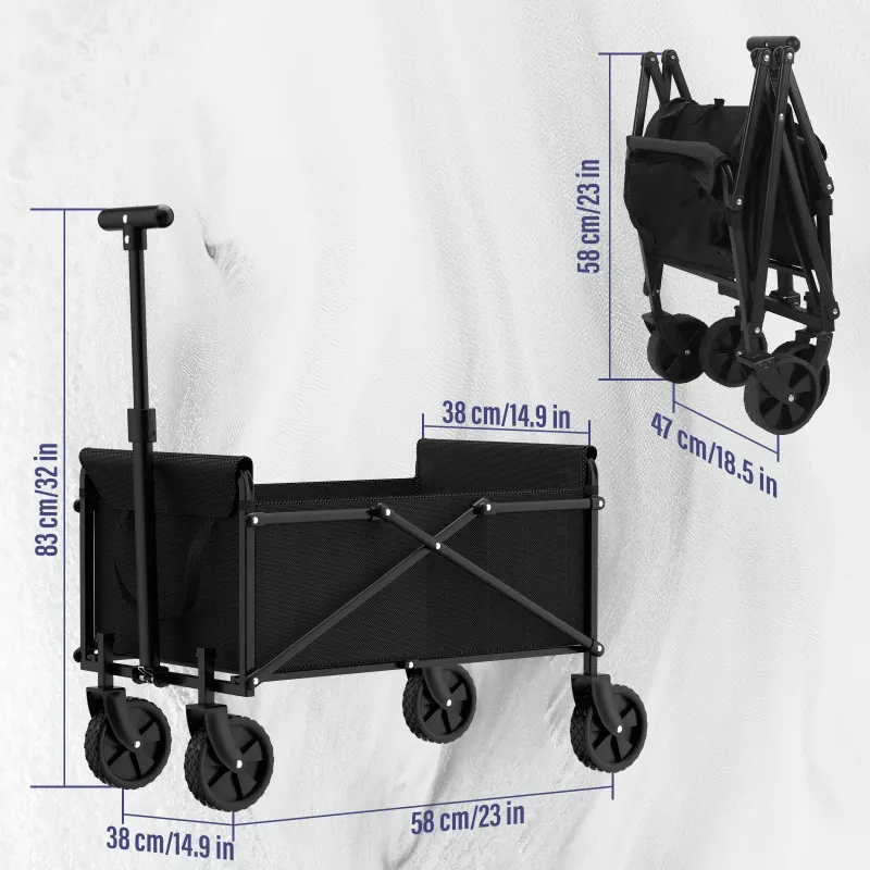 Photo 1 of *Small piece missing* Foldable Wagon Cart with Wheels for Grocery Sports Garden Shopping Camping?Black
