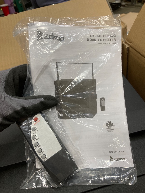 Photo 1 of *Cord missing to test* Ktaxon WiFi Smart Electric Garage Heater, 7500W Ceiling Mount Space Heater, 240-Volt Hard-Wired Heater Fan-Forced Shop Heater with Digital Thermostat, 12H Timer, Remote Control, Black
