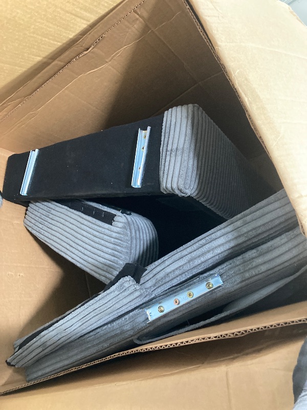 Photo 1 of *Pillows Missing/Missing Hardware* 83" Corduroy Sofa,Loveseat Sofa with Extra Deep Seat Couches ,Comfy Upholstered Couch for Living Room,Tool-Free Setup with 2 Pillows,Gray