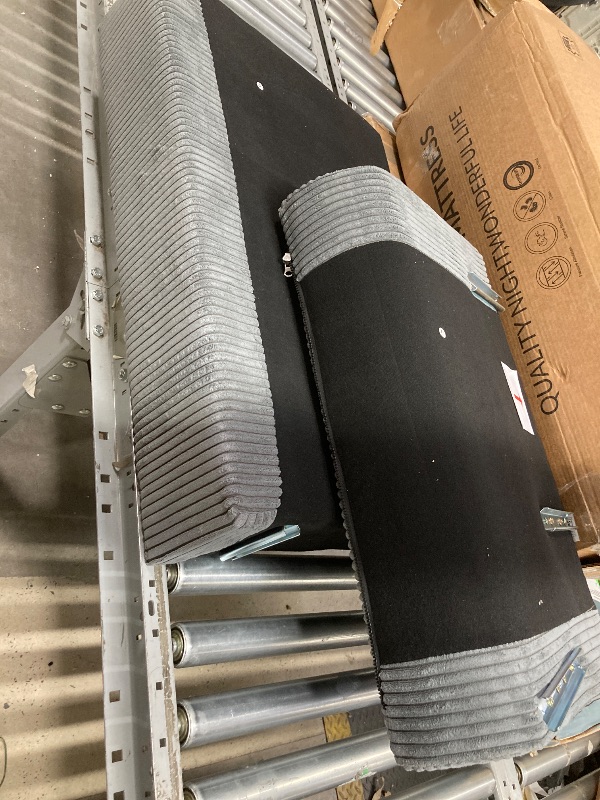 Photo 1 of *Pillows Missing/Missing Hardware* 83" Corduroy Sofa,Loveseat Sofa with Extra Deep Seat Couches ,Comfy Upholstered Couch for Living Room,Tool-Free Setup with 2 Pillows,Gray