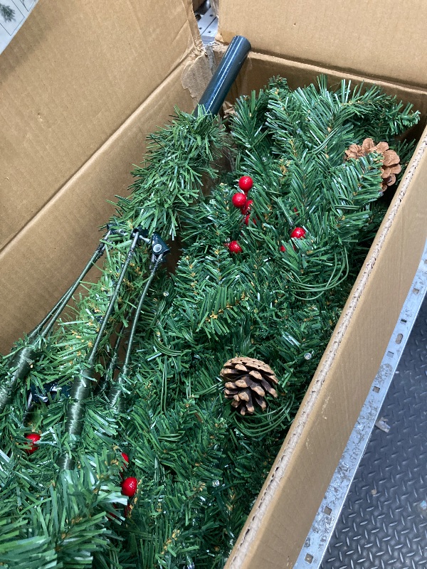 Photo 1 of *Decor on tree is squished in places* 6ft Christmas Tree with Berries and Pine Cones