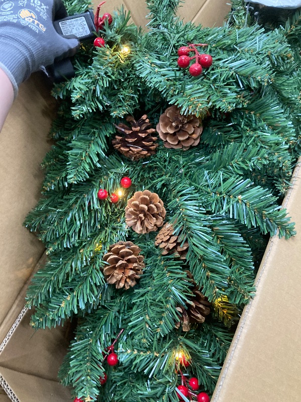 Photo 1 of *Decor on tree is squished in places* 6ft Christmas Tree with Berries and Pine Cones