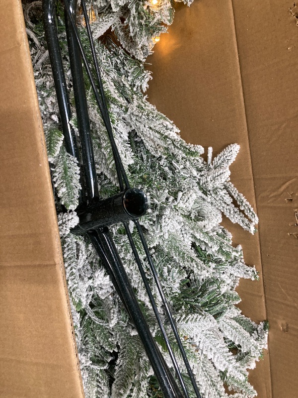 Photo 1 of *Tree base is rusted or dirty* Firstness 6ft Pre-Lit Artificial Christmas Tree with 300 LED Lights,Snow Flocked Xmas Tree
