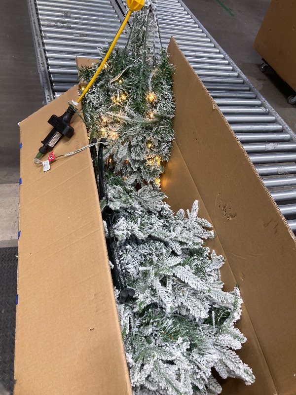 Photo 1 of *Tree base is rusted or dirty* Firstness 6ft Pre-Lit Artificial Christmas Tree with 300 LED Lights,Snow Flocked Xmas Tree
