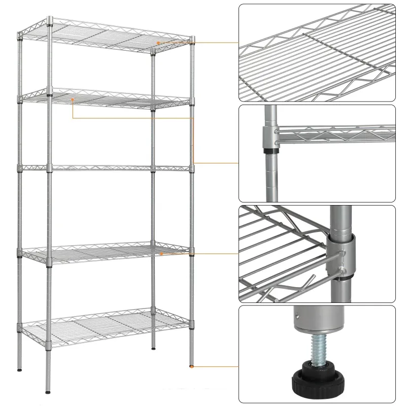 Photo 1 of *Small scratches* Ktaxon 5-Tier Wire Shelving Unit, Steel Storage Rack for Garage Office Kitchen Silver, 30" W x 14" D x 60" H