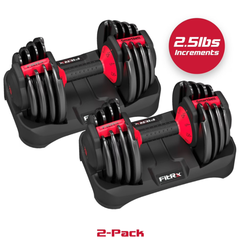 Photo 1 of *HEAVY* FitRx Adjustable Dumbbells 2-Pack, 25lb SmartBell Dumbbell Set with 9-in-1 Quick-Select Weights, 2.5lb Increments for Home Gym
