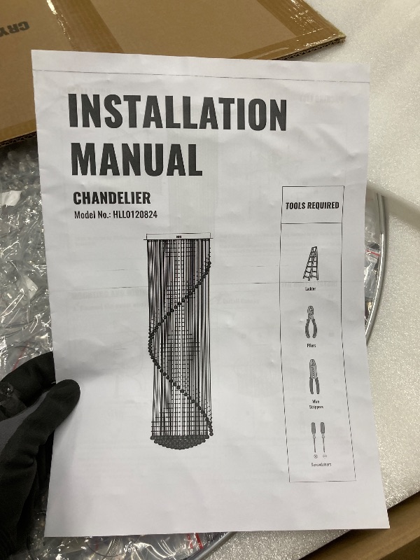 Photo 1 of *FRAGILE/HEAVY* 7PM Crystal Chandelier, Modern Large Spiral Raindrop Chandeliers, Flush Mount Pendant Light Fixture, Big Chandelier for High Ceiling, Entryway, Staircase, Foyer, Entrance D31.5 X H94.5
