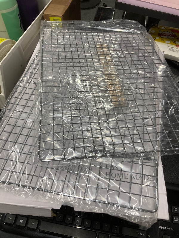 Photo 1 of *2 pack* Cleaning Brush Included Cooling Rack for Cooking and Baking - 10" x 15" Set of 2 Stainless Steel, Oven Safe Grid Wire Cookie Cooling Racks