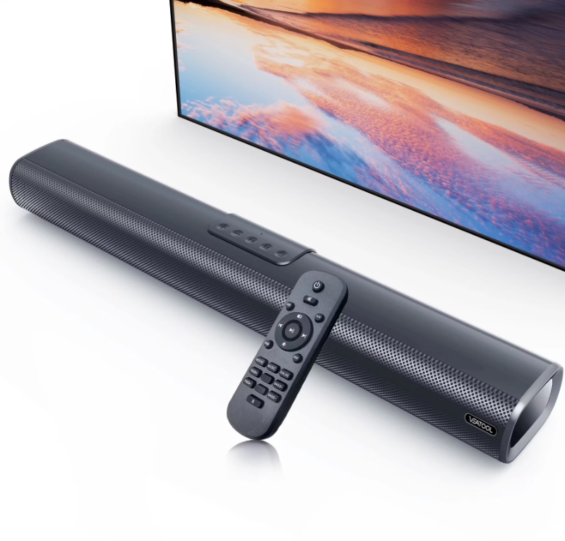 Photo 1 of *Buffer for speaker came off* *Selling as is/Still works* VEAT00L S20L Sound Bars for TV, 3D Surround Sound System TV Sound Bar, 2.1 ch Home Theater Audio with Built-in Subwoofer,50W TV Speakers | HDMI ARC, Bluetooth, Optical, RCA, USB & AUX Wall Mountabl