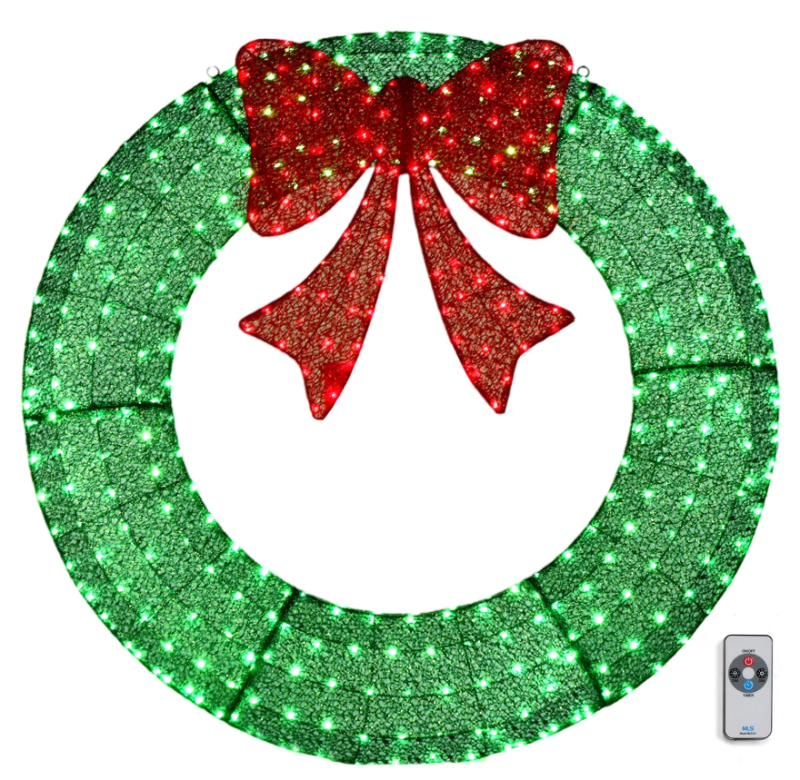 Photo 1 of *Remote may be missing?*Ktaxon 60in Christmas Wreath Christmas Decoration Lighted Holiday Decor 400 Lights LED - Green
