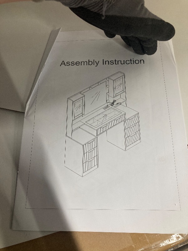 Photo 1 of *HEAVY* Ktaxon Large Makeup Vanity with 7 Drawers, Flutted Vanity Table Set with Lighted Mirror, Get Ready with Me, White