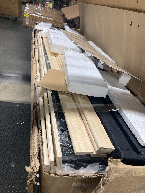 Photo 1 of *HEAVY* Homfa King Size LED Bed Frame with Outlets and USB Ports & Display Platform, 4 Storage Drawers Modern Wingback PU Leather Crystal Button Upholstered Platform Bed Frame, Black
