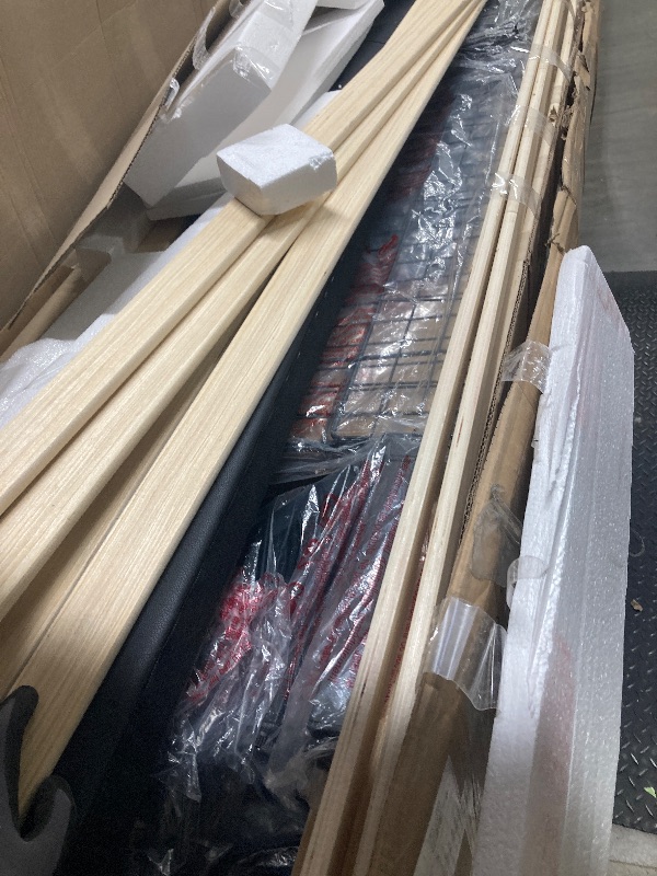 Photo 1 of *HEAVY* Homfa King Size LED Bed Frame with Outlets and USB Ports & Display Platform, 4 Storage Drawers Modern Wingback PU Leather Crystal Button Upholstered Platform Bed Frame, Black
