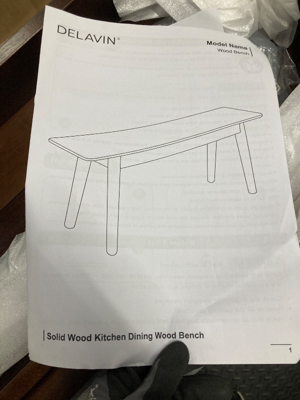 Photo 2 of DELAVIN 47 Inch Solid Wood Dining Bench, Table Bench for Bedroom, Midcentury Wooden Bench for Kitchen, Long Entryway Bench for Living Room, Walnut