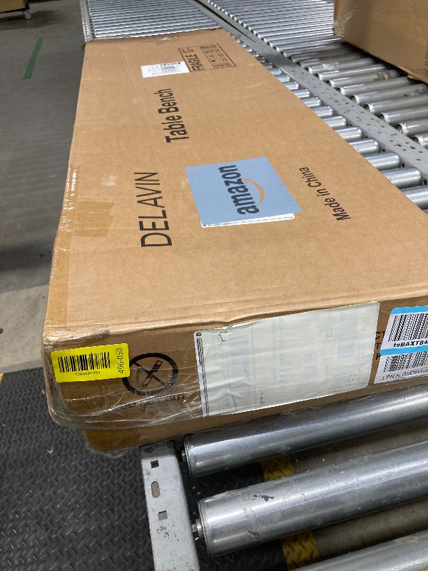 Photo 1 of DELAVIN 47 Inch Solid Wood Dining Bench, Table Bench for Bedroom, Midcentury Wooden Bench for Kitchen, Long Entryway Bench for Living Room, Walnut