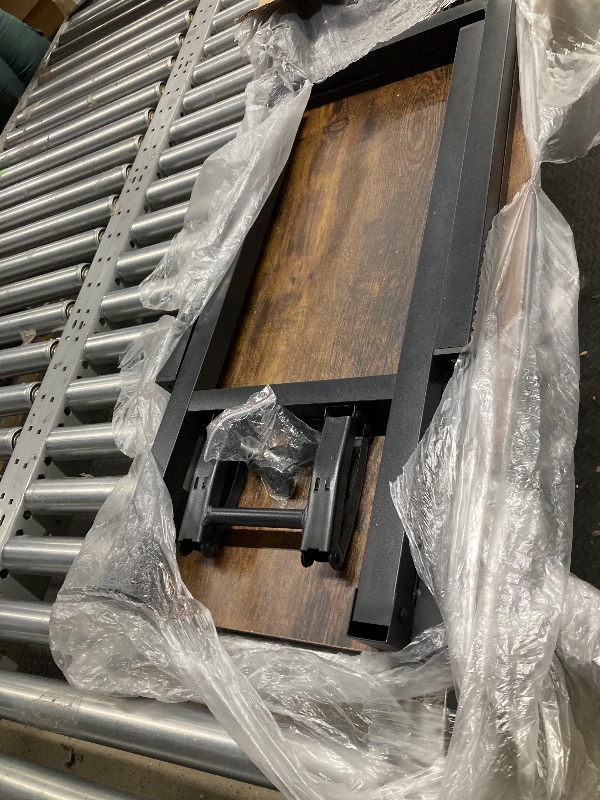 Photo 1 of *Chipped corners* TEMI Small Computer Desk Folding Table - 35.8" Foldable Office Desk, No Assembly, Perfect for Small Spaces in Bedroom, Dorm, or Apartment, Portable Mini Desk or Study Table with Compact Design, Brown