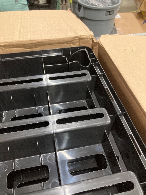 Photo 1 of *Damage to joints on a shelf bottom* IRIS USA 4-Shelf Extra Heavy Duty Deep Plastic Storage Shelves, 800lb Capacity, 57" H x 36" W x 24" D, Large Modular Shelving Unit Storage Organizer for Garage, Home, Warehouse & Gym, Rack - Black