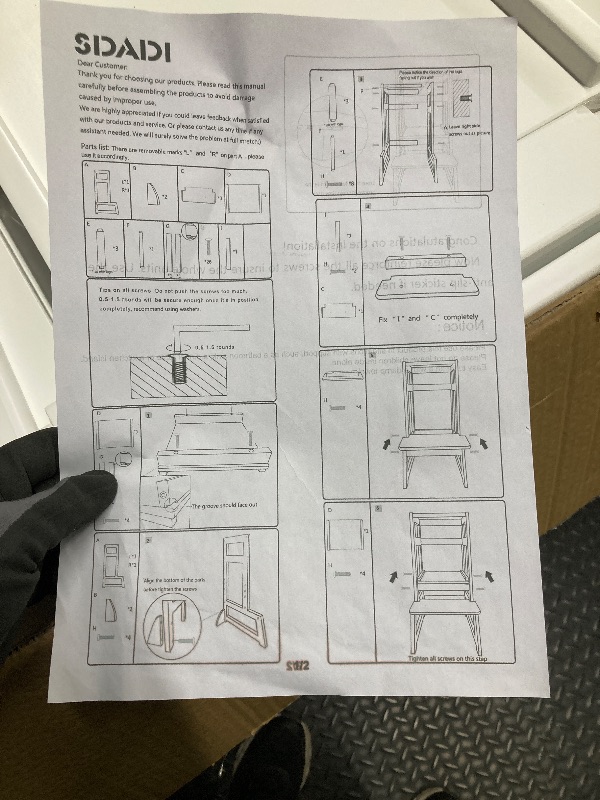 Photo 1 of *Chipped/Cracked pieces* SDADI LT05W Mother's Helper Adjustable Height Kitchen Step Stool, Children Kids Toddlers Counter Level Learning Stool for Kitchen and Bathroom, White