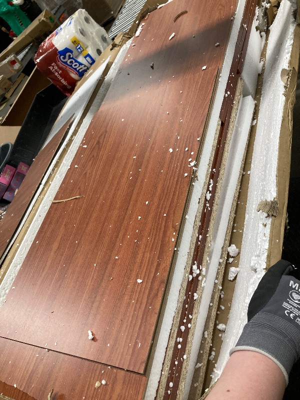 Photo 1 of *HEAVY* HODEDAH IMPORT Tall Standing Kitchen Cabinet with Top and Bottom Enclosed Cabinet Space, 1-Drawer, Large Open Space for Microwave in Cherry